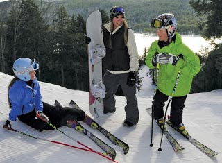 Snowboarding at King Pine Ski Area in Madison NH
