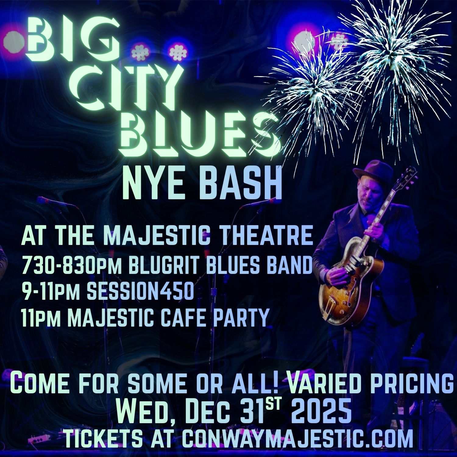 Big City Blues - NYE Bash at the Majestic Theatre with Blugrit Blues Band and Session450