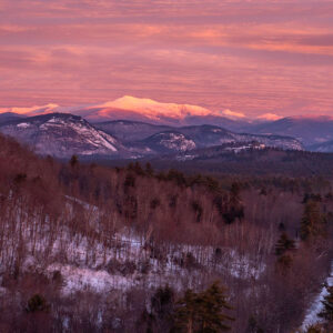 snow covered mount washington at sunrise